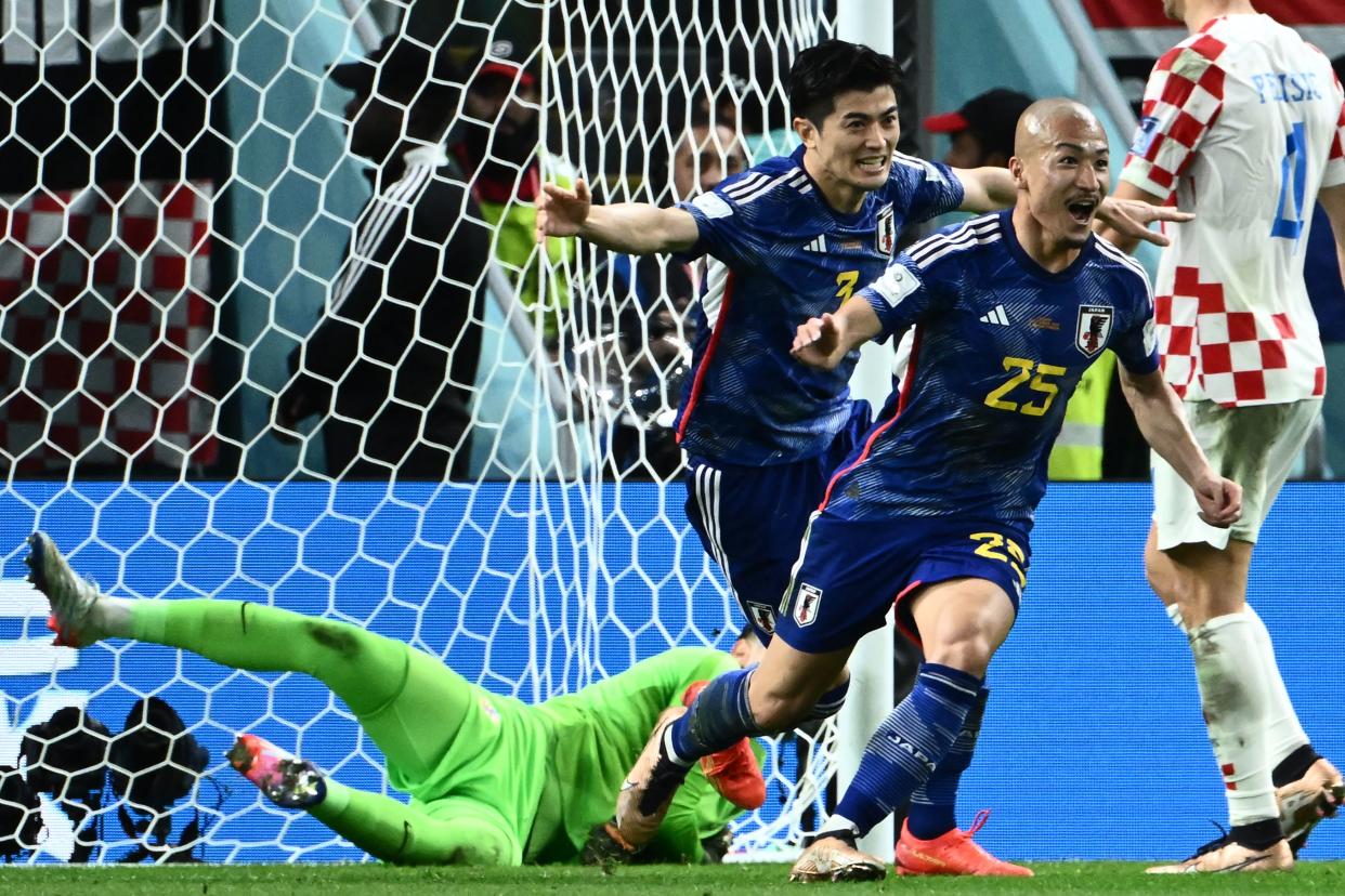 Japón anotó el primer tanto de la noche en los octavos de final cuando enfrentaron a Croacia (Foto: JEWEL SAMAD/AFP via Getty Images)