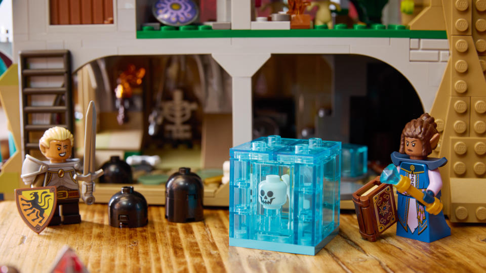 Lego Dungeons & Dragons set with adventurer minifigures and a Gelatinous Cube in the foreground
