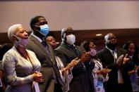 Family members of George Floyd attend a memorial service for George Floyd following his death in Minneapolis police custody, in Minneapolis