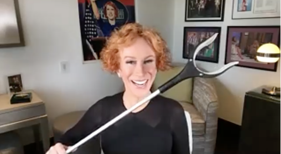 Kathy Griffin shows off her "grabber" of "As Seen on TV" fame to USA TODAY.