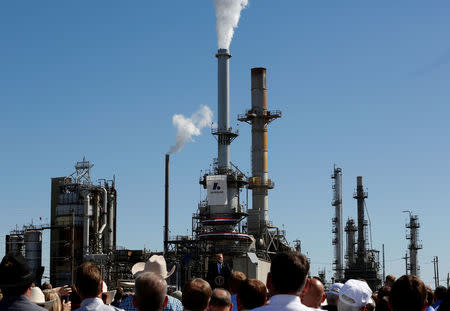 FILE PHOTO: U.S. President Donald Trump delivers remarks on his proposed changes to the tax code during an event with energy workers at the Andeavor Refinery in Mandan, North Dakota, U.S. September 6, 2017. REUTERS/Jonathan Ernst/File Photo