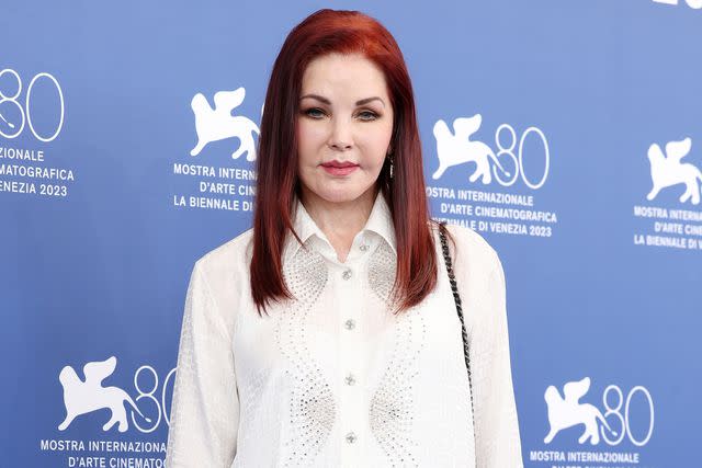 <p>Stefania D'Alessandro/WireImage</p> Priscilla Presley in Venice in September 2023