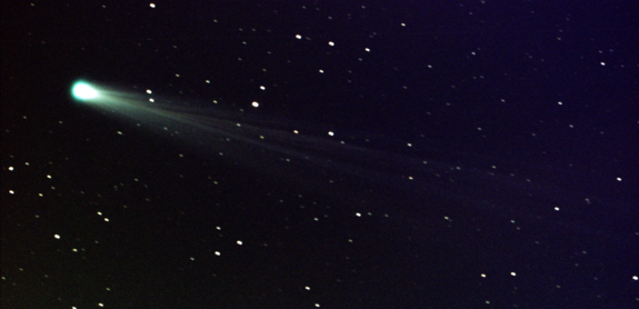 Comet ISON shows off its tail in this three-minute exposure taken on Nov. 19, 2013 at 6:10 a.m. EST, using a 14-inch telescope located at the Marshall Space Flight Center.
