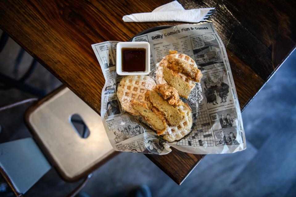 ChickÕn & Waffles from Vibe Gastropub in downtown Fayetteville.