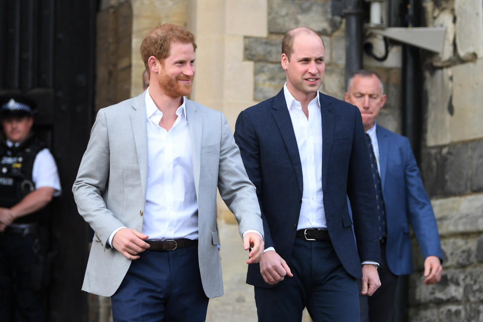 Harry and William pictured on the day of the royal wedding in May 2018 [Photo: Getty]