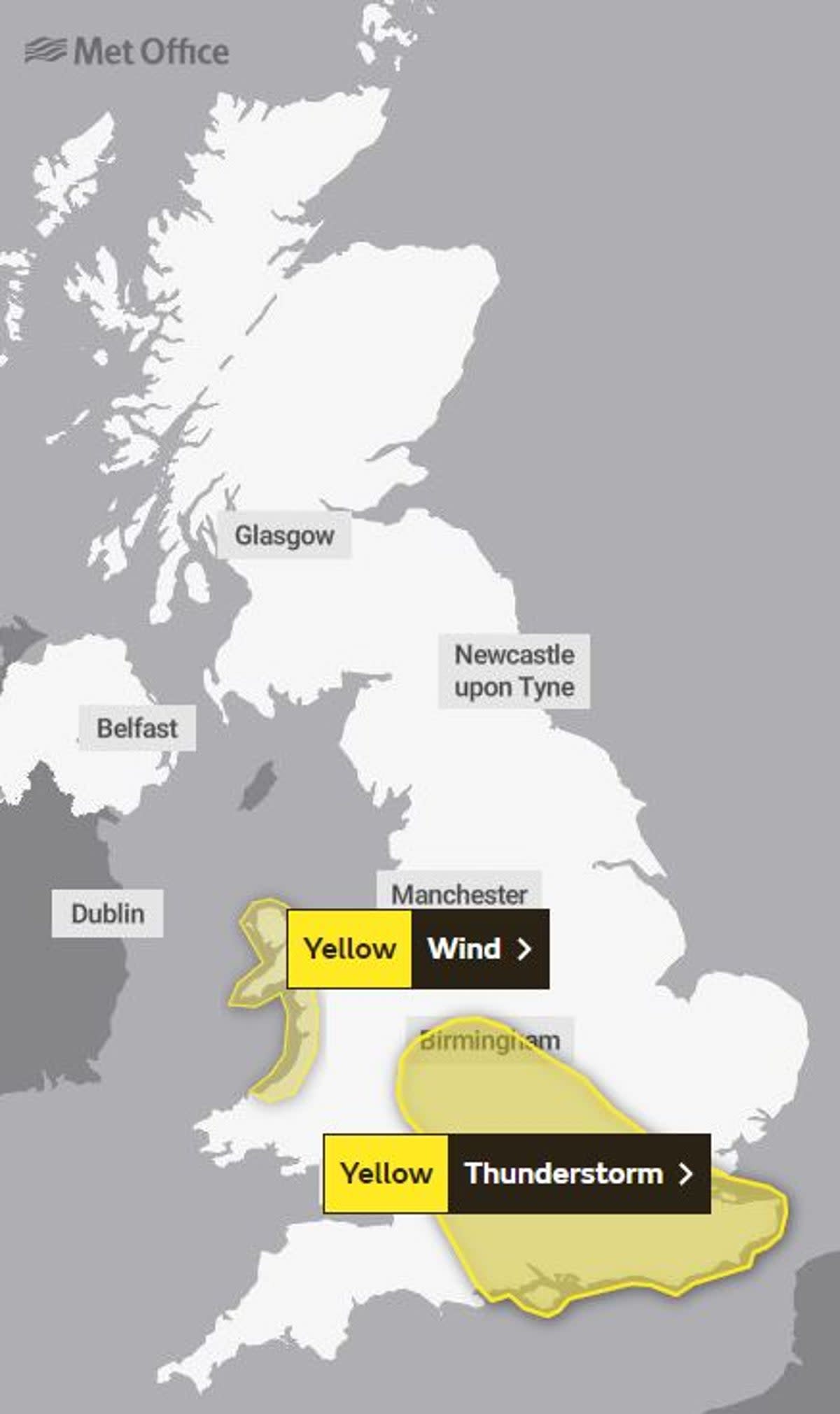 Weather warnings are in place for parts of England on Friday (Met Office)