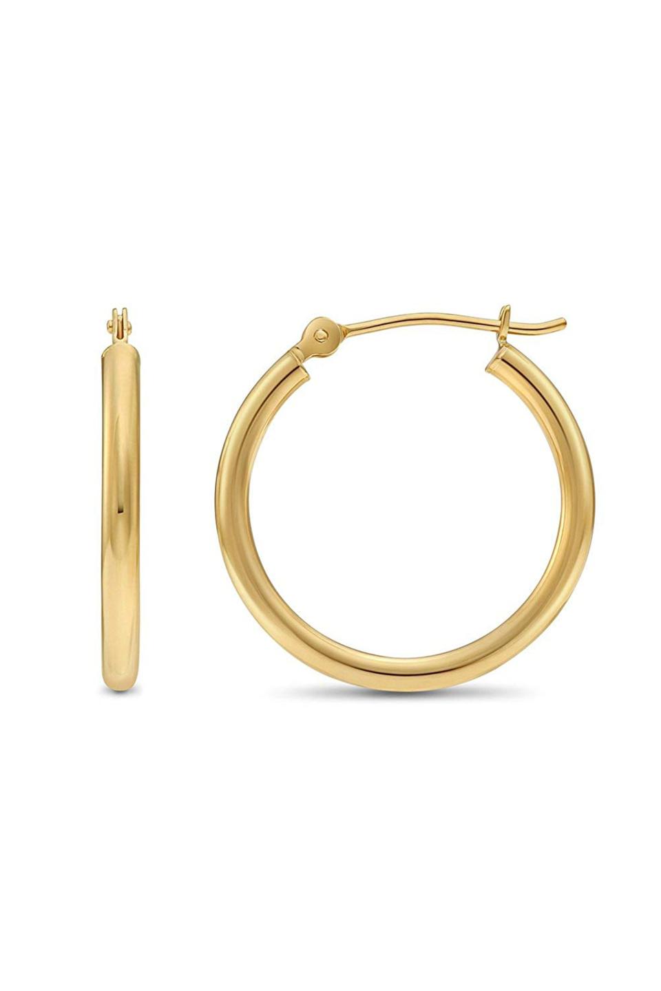 1) 14k Yellow Gold Hoop Earrings