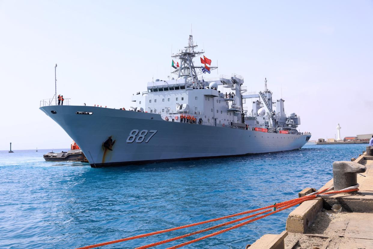 Chinese People's Liberation Army (PLA) Navy's supply ship Weishanhu docks at Port Sudan (VIA REUTERS)