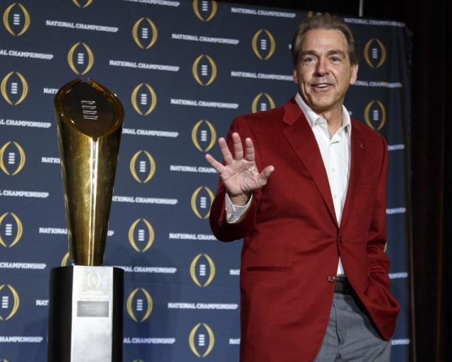 Nick Saban and defending champ Alabama open against USC in Arlington, Texas. (Getty)