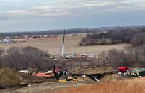 A view of the land repair work underway at site of an oil spill from Keystone Pipeline