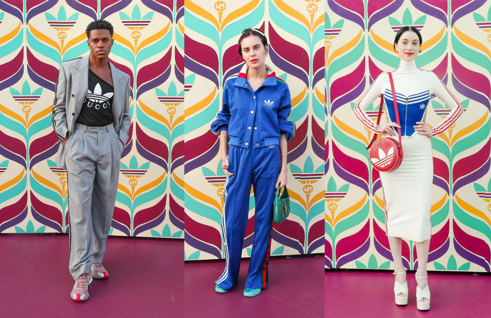 Jeremy Pope, Talullah Willis and St. Vincent celebrate the Adidas x Gucci Collection in West Hollywood on June 10, 2022. - Credit: Courtesy of BFA