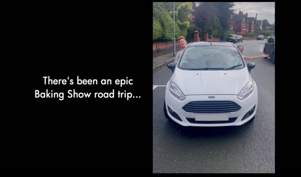 Freya and Lizzie in their car