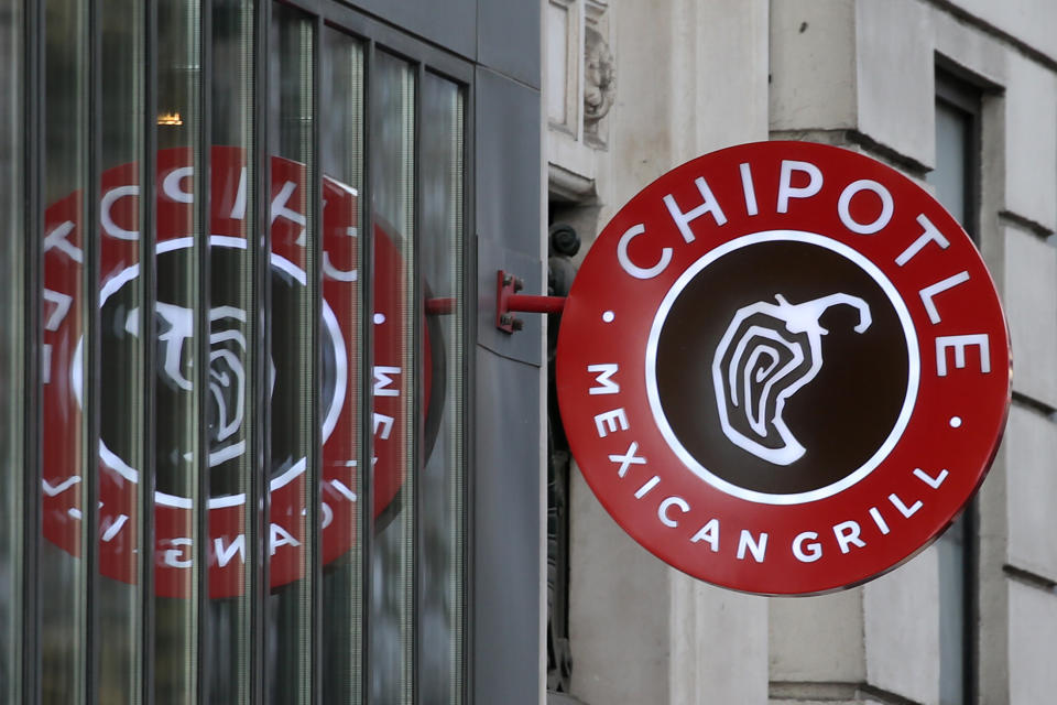 The logo of Chipotle Mexican Grill is seen at a restaurant in Paris, March 7, 2016.   REUTERS/Charles Platiau 