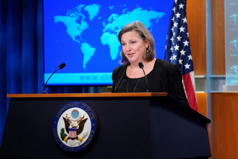 La sous-secrétaire d'Etat américaine Victoria  Nuland lors d'un point presse, le 27 janvier 2022 à Washington - Susan Walsh © 2019 AFP