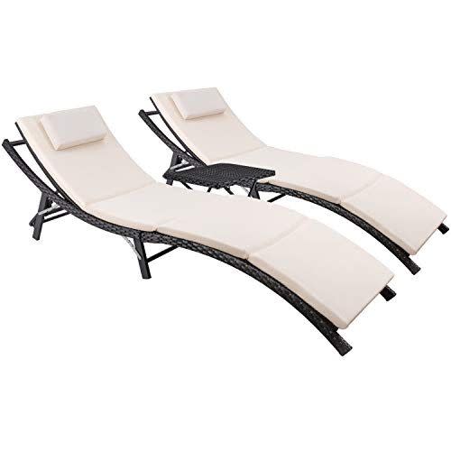 5) Adjustable Chaise Lounge Set with Folding Table