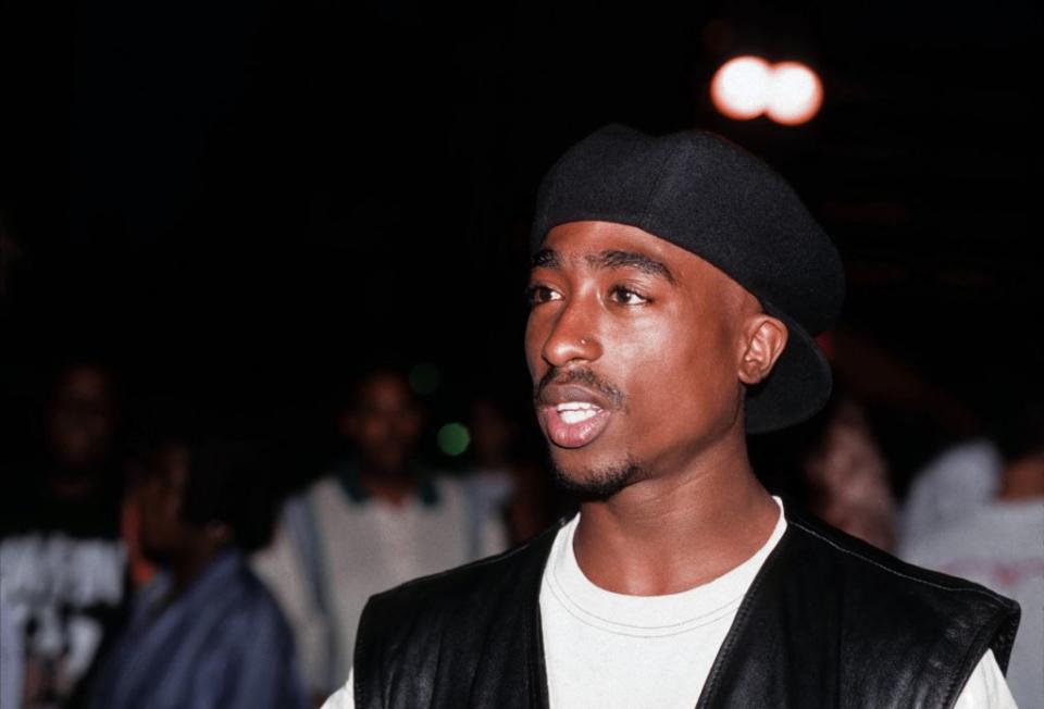 2Pac Wearing Black Vest And White Shirt