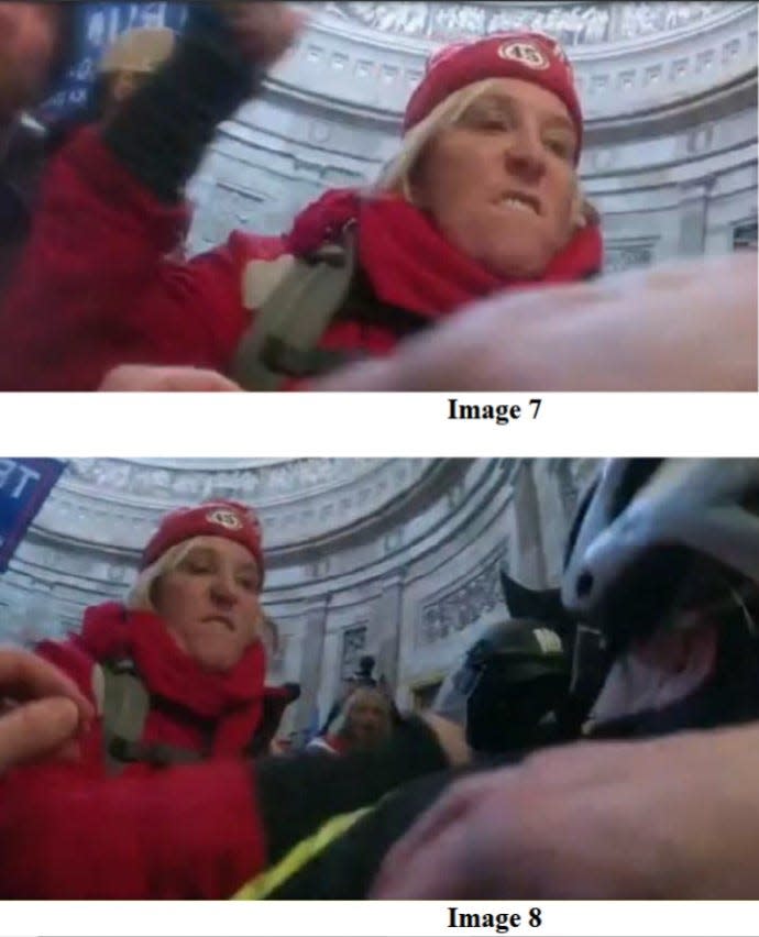 Metropolitan Police bodycam footage taken from federal court documents allegedly shows Jacquelyn Starer of Ashland striking an officer during the Jan. 6, 2021, Capitol riots.