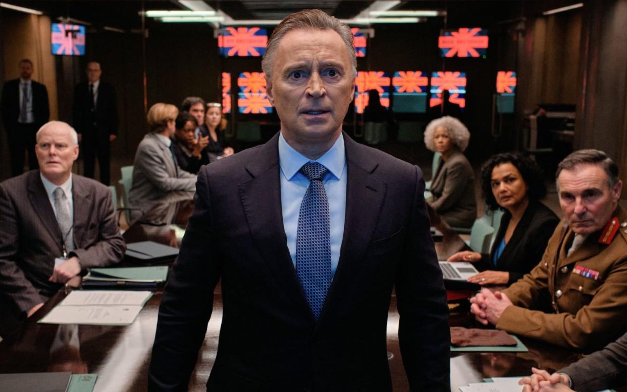 Robert Carlyle as Prime Minister Robert Sutherland in COBRA: Cyberwar - Sky