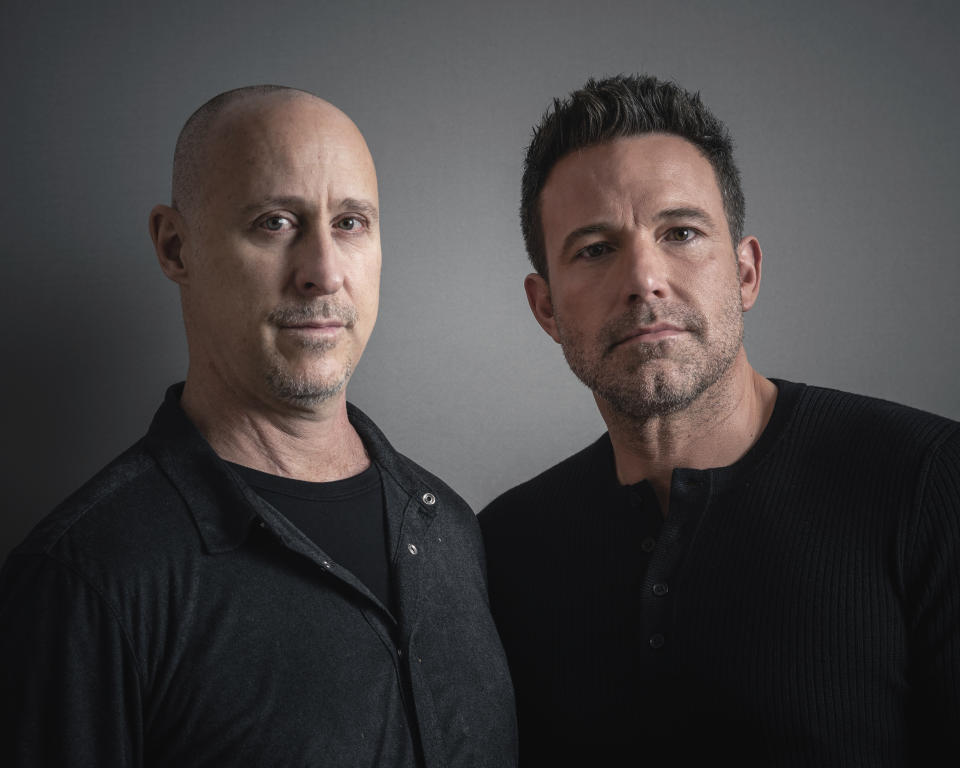 In this Feb. 22, 2020 photo, director Gavin O'Connor, left, and actor Ben Affleck pose for a portrait in New York to promote their film "The Way Back." (Photo by Christopher Smith/Invision/AP)