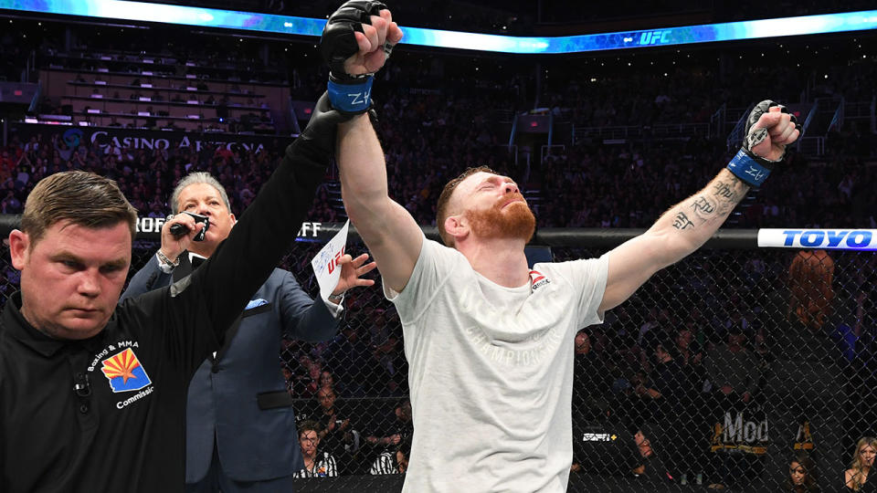 Felder celebrates his incredible win in Phoenix. Pic: Getty