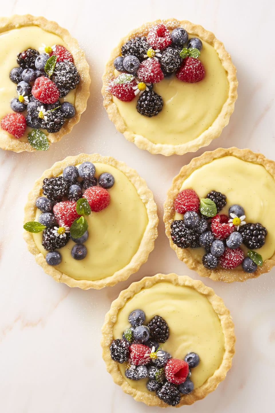 berry cream tartlets with custard filling