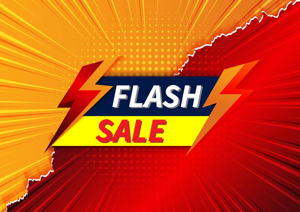 Flash sale banner design template offer shopping on orange and red background. Vector illustration