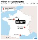 Map of France locating mosques attacked since Charlie Hebdo massacre