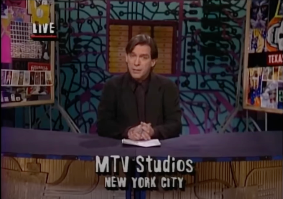 Kurt Loder anchoring MTV News’ coverage of Kurt Cobain’s death (MTV)