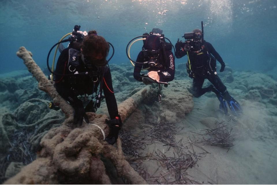 Researchers found 10 shipwrecks and a variety of artifacts off the coast of Greece, including a stone anchor from the Archaic period. / Credit: Greek Ministry of Culture