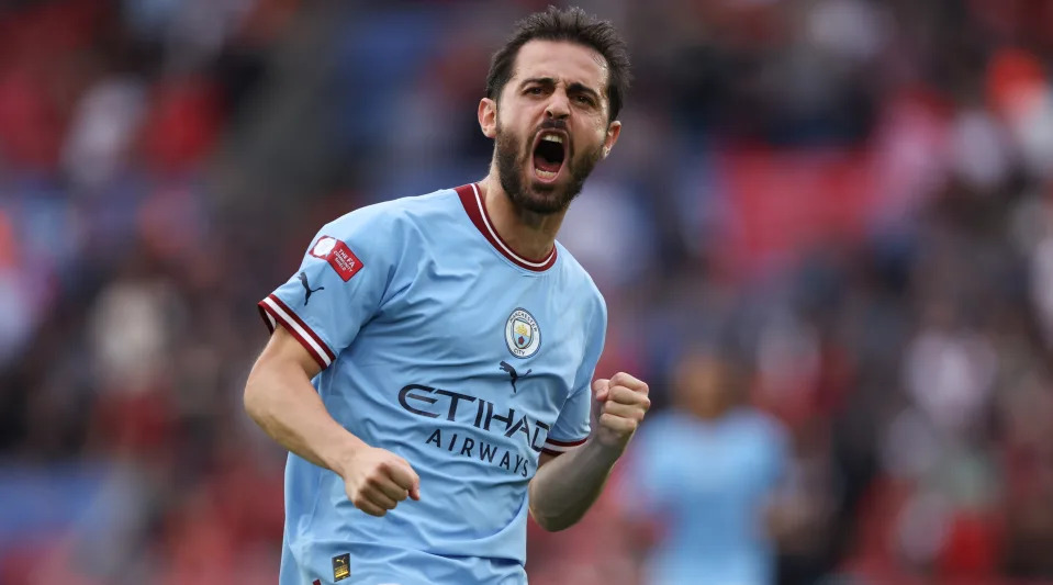 Manchester City midfielder Bernardo Silva celebrates