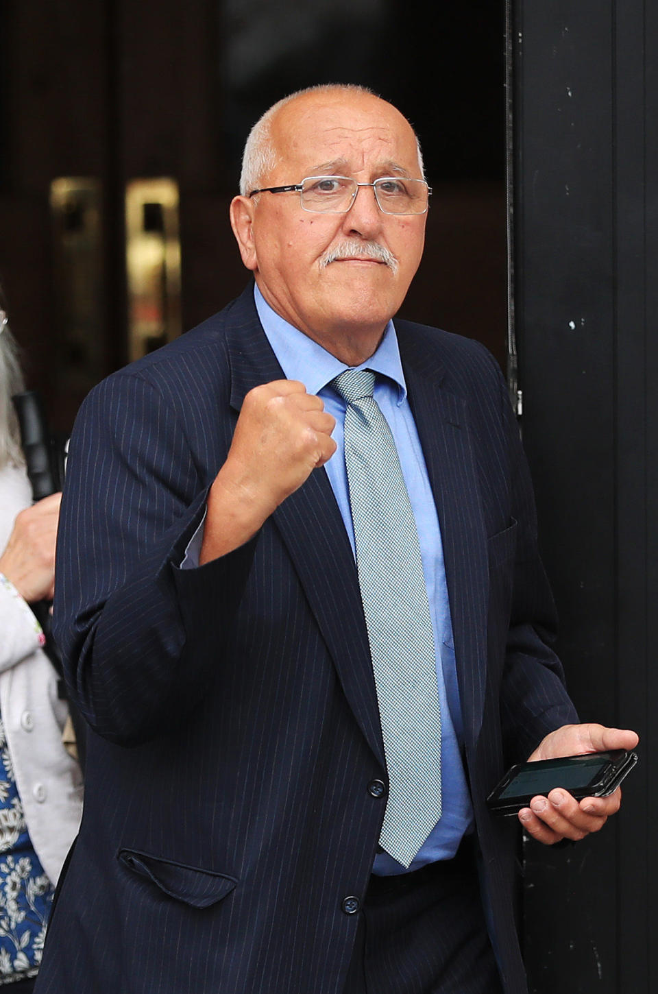 Barry Devonside leaves Parr Hall, Warrington, where the Crown Prosecution Service ruled David Duckenfield, former chief constable Sir Norman Bettison and four other individuals have been charged with offences relating to the Hillsborough disaster must face charges