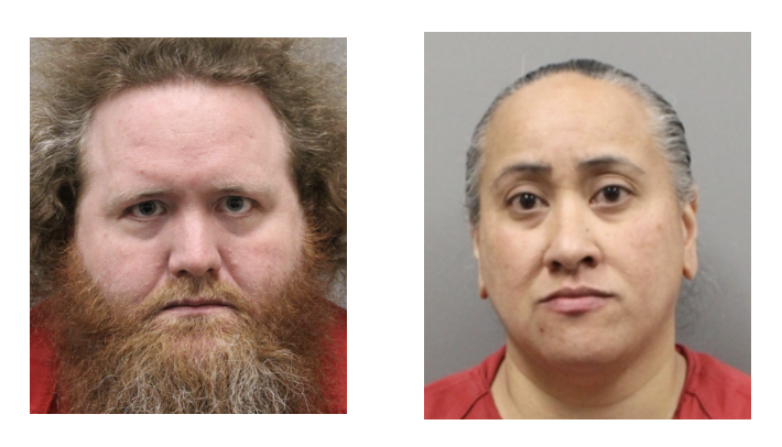 Jeffery and Misty Scanlan were arrested for child abuse after police found their 11-year-old in a cage.  / Credit: Henderson Police Department