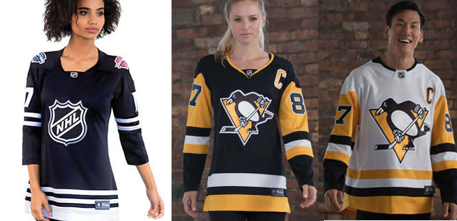 The original women’s design (left) compared to the final product for both women’s and men’s.