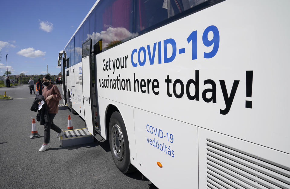 People leaving after having Covid vaccinations at the ESSA academy in Bolton as the spread of the Indian coronavirus variant could lead to the return of local lockdowns, ministers have acknowledged. Bolton, Blackburn with Darwen and Bedford are the areas ministers are most concerned about. Picture date: Tuesday May 18, 2021.