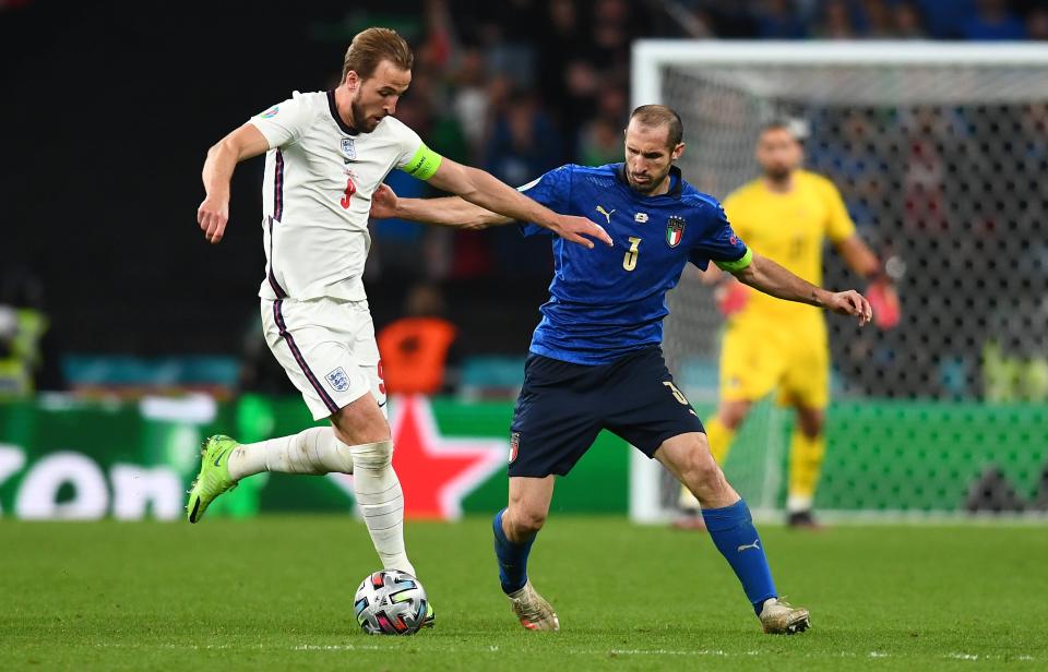 Harry Kane did not get the better of Giorgio Chiellini (Getty Images)