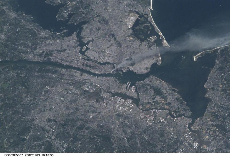 A photo of New York City taken by one of the Expedition Three crew members on the International Space Station (ISS) September 11, 2001.