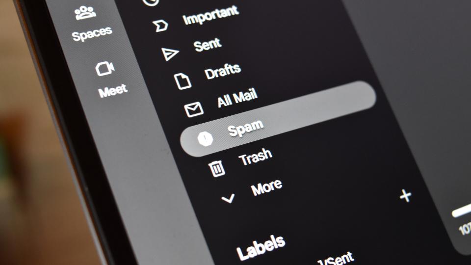 Gmail spam folder on desktop