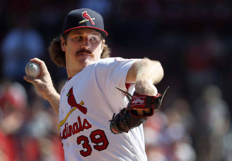 FILE – In this Sept. 23, 2018, file photo, St. Louis Cardinals starting pitcher Miles Mikolas (AP Photo/Jeff Roberson, File)