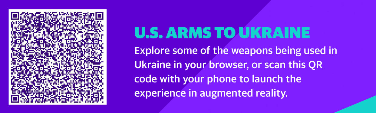 U.S. arms to Ukraine
Explore some of the weapons being used in Ukraine in your browser, or scan this QR code with your phone to launch the experience in augmented reality.
