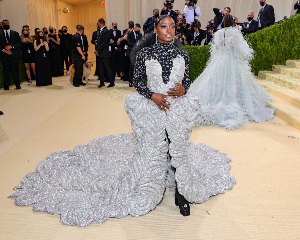 Simone Biles attends the 2021 Met Gala on September 13, 2021 in New York City.