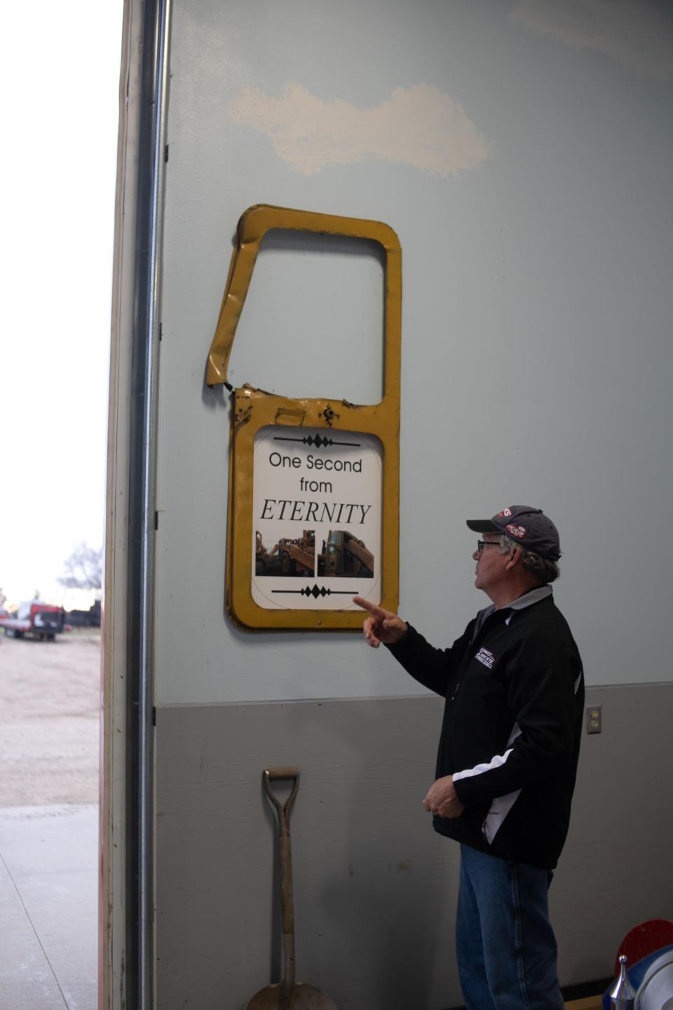 Gary VanderPol had this sign in one of his airplanes. It reads "One second from eternity," and depicts how you could die at any second from an accident. His son, Steve VanderPol, said it was always his sense of humor to use something like that to spread the gospel.