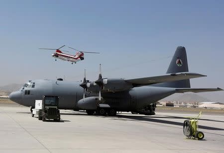 An Afghan Air Force C-130 military transport plane is parked before a flight in Kabul, Afghanistan July 9, 2017. Picture taken on July 9, 2017. REUTERS/Omar Sobhani