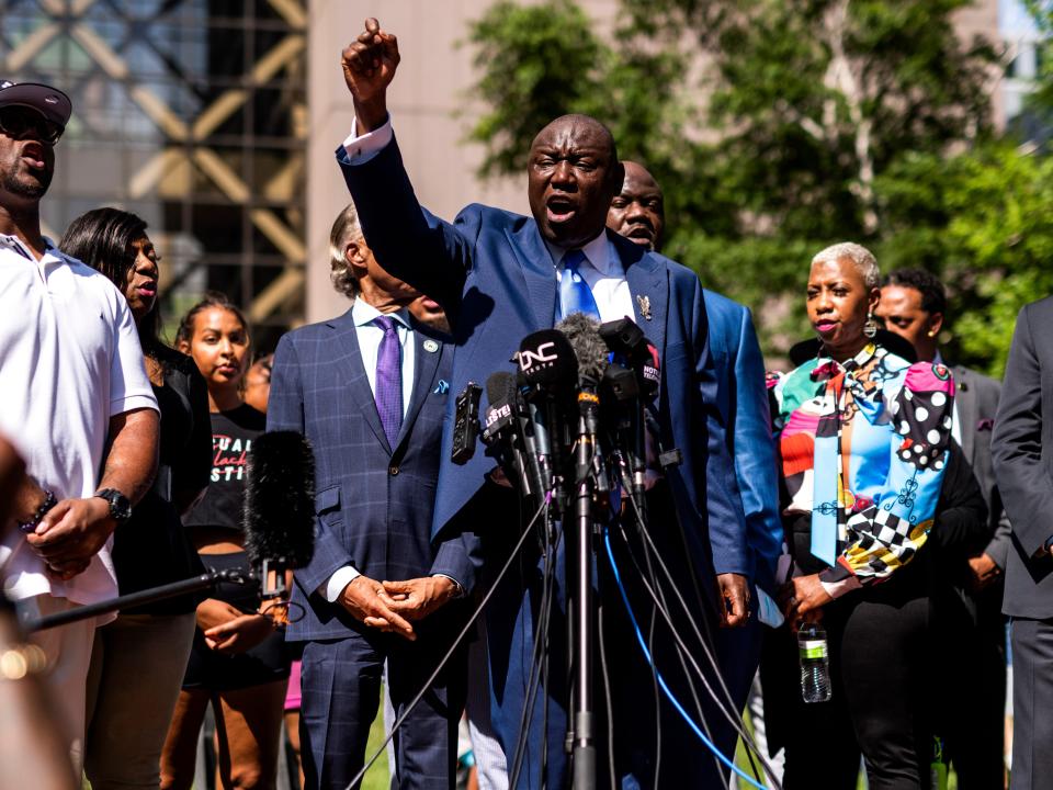 Attorney Ben Crump joins the family of George Floyd for a press conference after the sentencing of Derek Chauvin