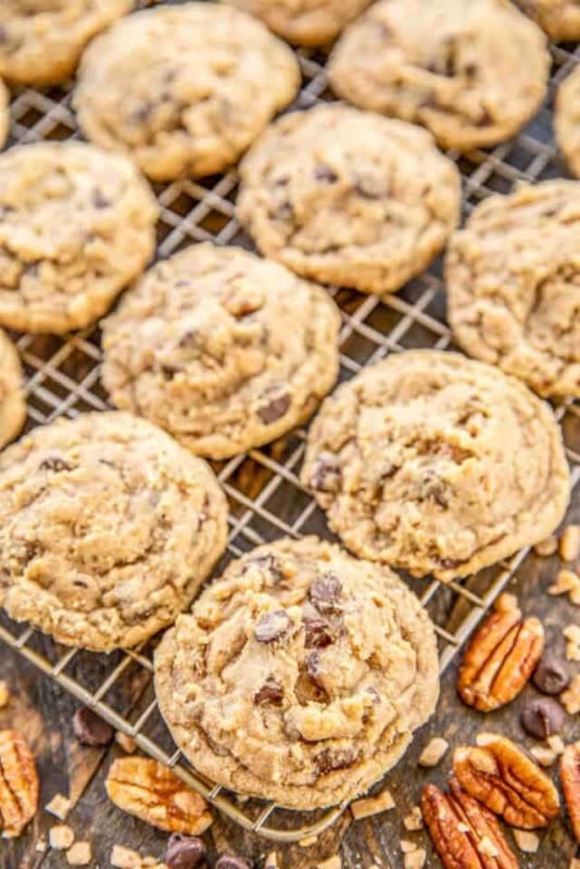 <p>Plain Chicken</p><p>Crispy on the outside and chewy inside, with toffee bits and pecans.</p><p><strong>Get the recipe: <a href="https://www.plainchicken.com/bakery-style-chocolate-chip-toffee/" rel="nofollow noopener" target="_blank" data-ylk="slk:Bakery Style Chocolate Chip Toffee Cookies;elm:context_link;itc:0;sec:content-canvas" class="link ">Bakery Style Chocolate Chip Toffee Cookies</a></strong></p>