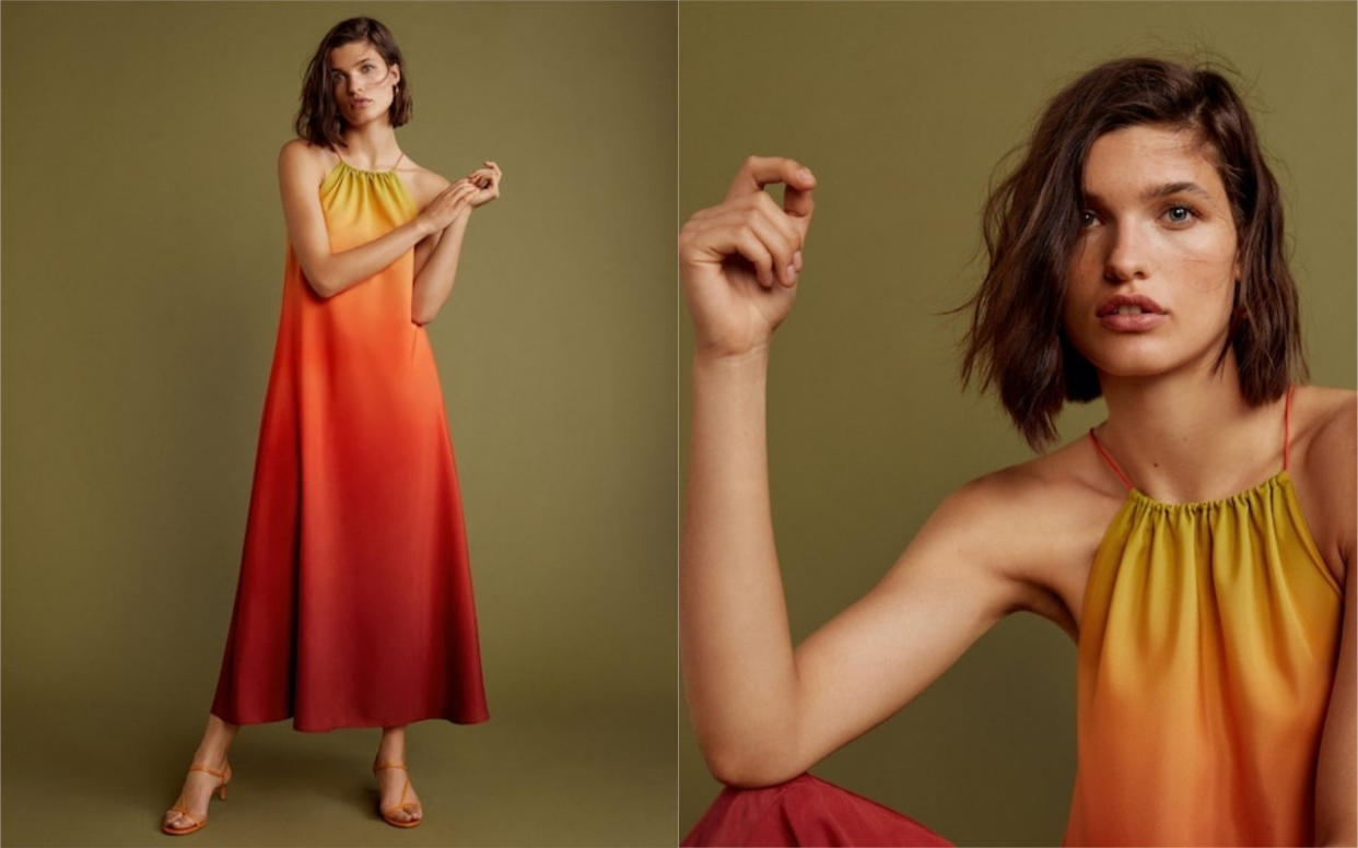 The now-famous Mango dress is back just time for summer wedding season [Photo: Mango]