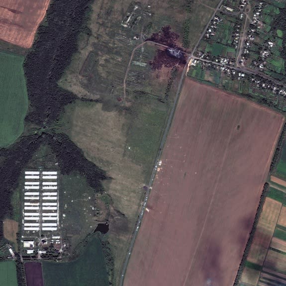 DigitalGlobe obtained satellite imagery of the MH17 crash site on July 20-21, 2014.