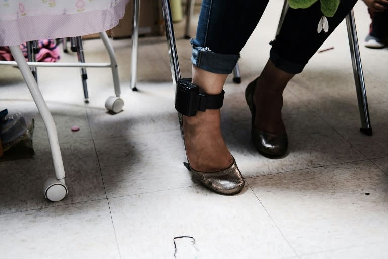 Immigrants released from custody must wear electronic ankle bracelets, sold to US authorities by BI Incorporated, to monitor their location