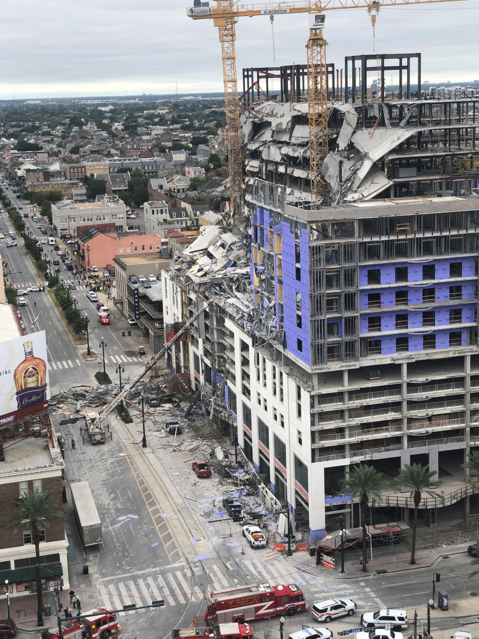 Damage is seen after a portion of a Hard Rock Hotel under construction collapsed in New Orleans, Louisiana, U.S. October 12, 2019, in this image taken from social media. Michael Hollister via REUTERS.THIS IMAGE HAS BEEN SUPPLIED BY A THIRD PARTY.