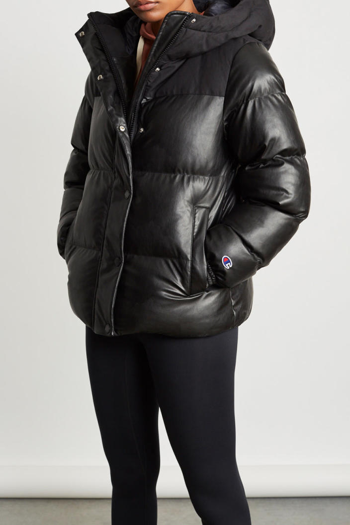 Oversized Puffer Jacket by Champion Europe Reverse Weave in Black 1