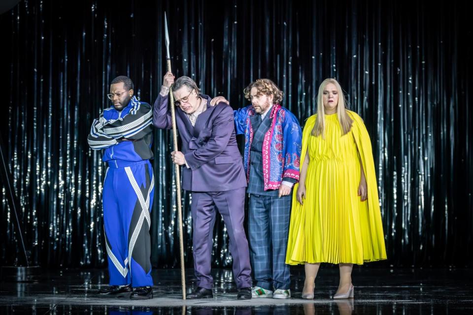 Blake Denson, John Relyea, Julian Hubbard and Madeleine Shaw in The Rhinegold (Marc Brenner)